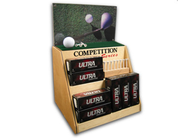 custom built wood golf ball display