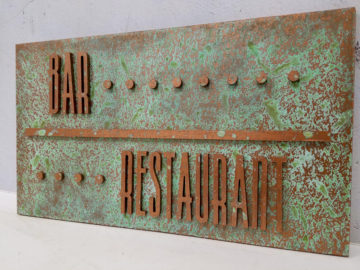 Copper patina finish on ½” Plastex with raised letters