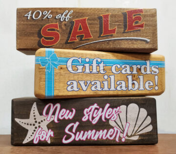 Solid wood display blocks with direct print